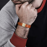 Custom Men's Leather Bracelet with Personalized Photo