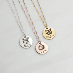 Personalized Pet Necklace Engraved Silver Collar