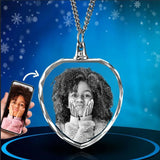 Custom Crystal Heart Photo Necklace Personalized Picture Pendant Jewelry Gift