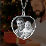 Custom Crystal Heart Photo Necklace Personalized Picture Pendant Jewelry Gift