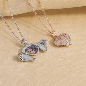 Personalized Heart Locket Pendant Necklace with Engraved Message