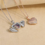 Personalized Heart Locket Pendant Necklace with Engraved Message