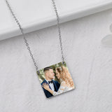 Personalized Photo Necklace Square Pendant Stainless Steel Photo Jewelry