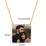 Personalized Photo Necklace Square Pendant Stainless Steel Photo Jewelry