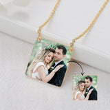 Personalized Photo Necklace Square Pendant Stainless Steel Photo Jewelry