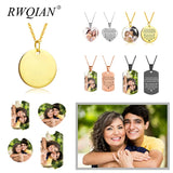 Personalized Nameplate Necklace with Photo Pendant for Women Men
