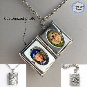 Custom BookShape Pet Photo Necklace Keychain