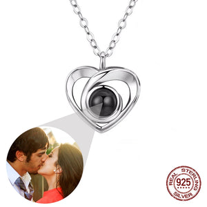 Customized Picture Heart Necklace S925 Sterling Silver Projection