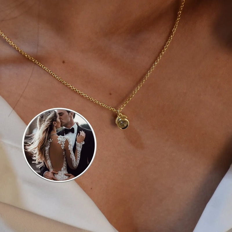 Personalized Silver Bubble Projection Necklace