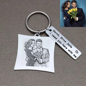 Personalized Picture Keychain, Engraved Photo Key Chain