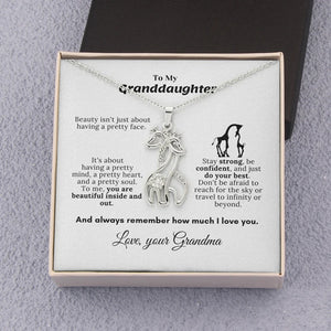 Personalized Giraffe Grandmother Granddaughter Necklace