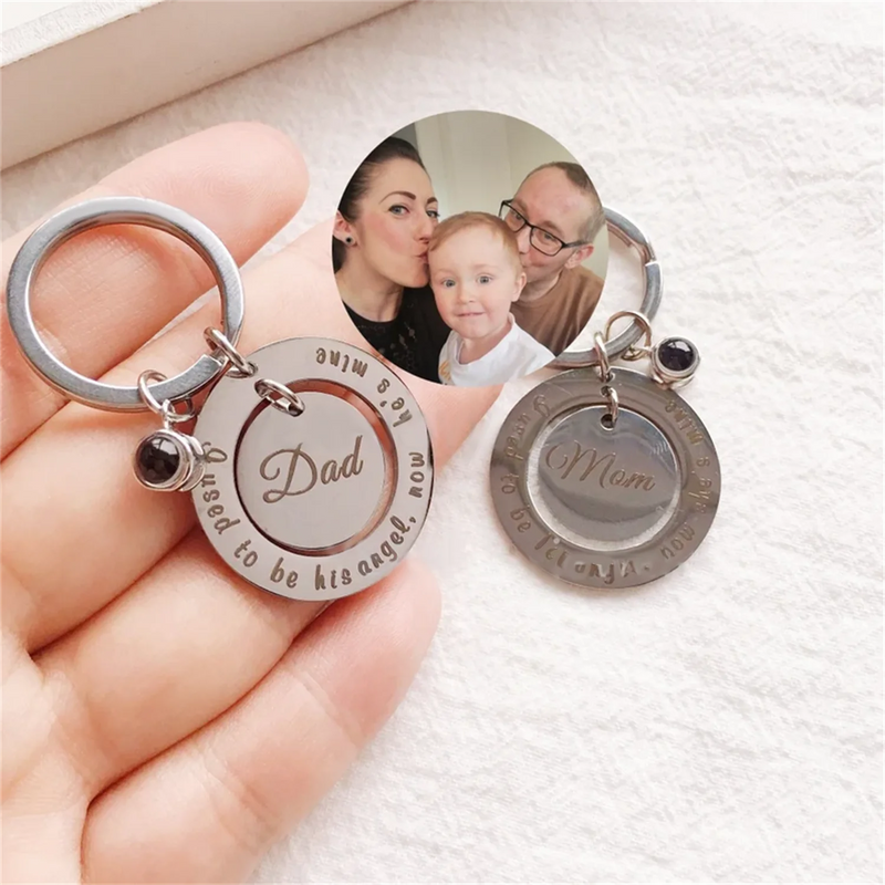 Personalized Projection Photo Keychain Adjustable Keyring