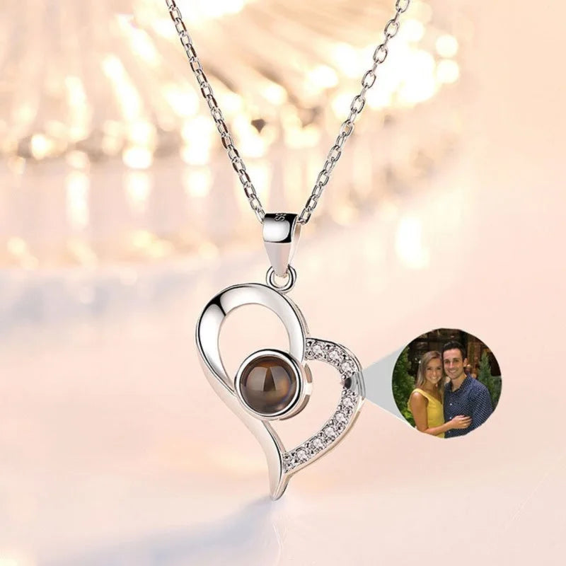 Personalized Projection Photo Necklace Love Heart Projection Collar