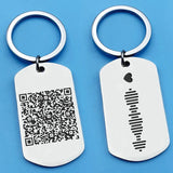 Personalized Music Lover QR Code Keychain Engraved Dog Tag