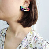 Personalized Rainbow Name Stud Earrings Jewelry for Woman