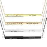 Personalized Engraved Name Date Bar Necklace
