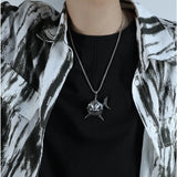 Retro Clown Fish Evil Smiley Face Necklace for Men's Hip-hop