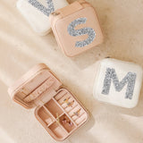 Personalized Rhinestone Initial Jewelry Box Travel Case - Mother's Day Gift