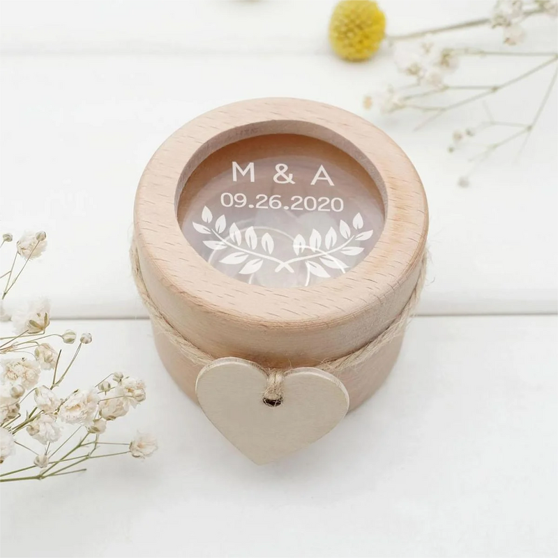 Engraved Wood Ring Bearer Box Wedding Rings Holder