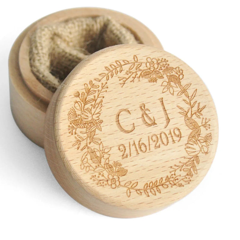 Personalized Rustic Wedding Ring Box Engraved Gift