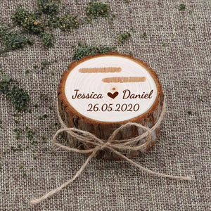 Personalized Rustic Wedding Ring Box, Wooden Ring Holder