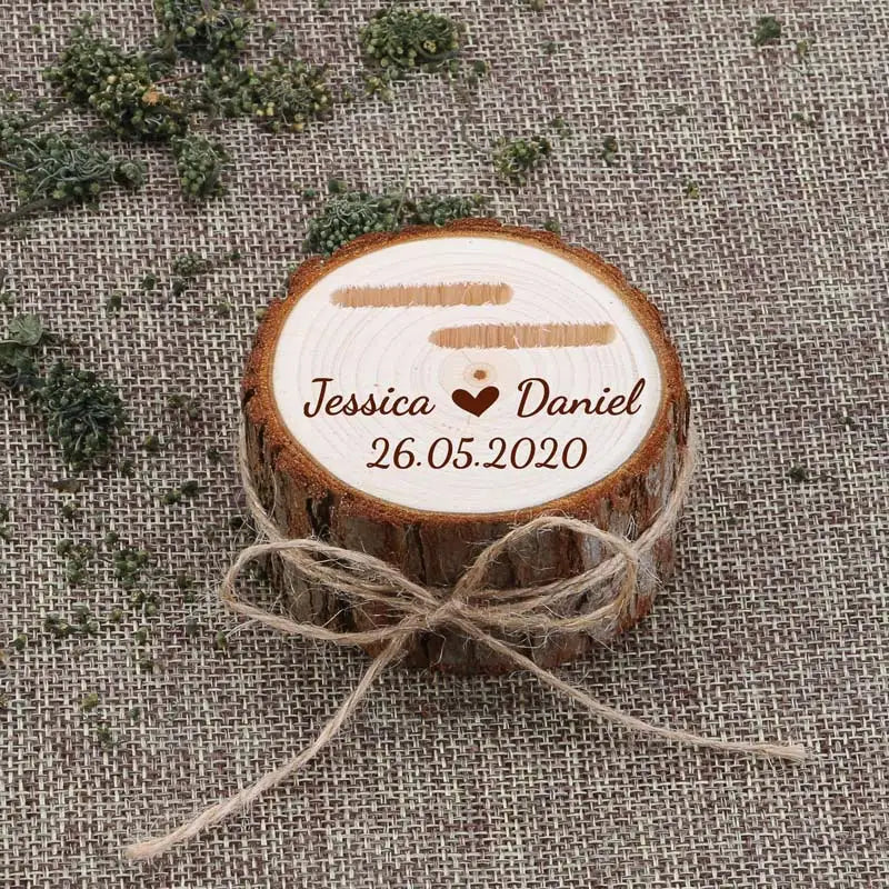 Personalized Rustic Wedding Ring Box, Wooden Ring Holder