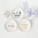 Personalized Ring Dish Holder for Engaged Couple Bride