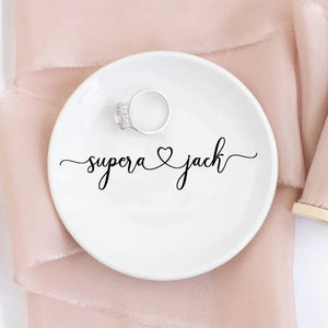 Personalized Ring Dish Holder for Engaged Couple Bride