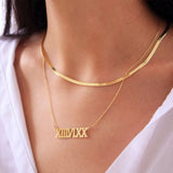 Custom Roman Numeral Date Necklace Personalized Jewelry Anniversary Gift
