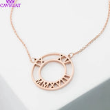 Personalized Roman Numerals Necklace Round Circle Charm Initial Monogram