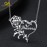 Personalized Romantic Rose Heart Name Necklace For Love