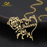 Personalized Romantic Rose Heart Name Necklace For Love