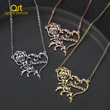 Personalized Romantic Rose Heart Name Necklace For Love