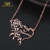 Personalized Romantic Rose Heart Name Necklace For Love