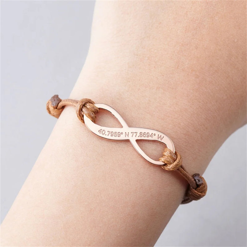 Custom Engraved Infinity Bracelet Stainless Steel Bangle