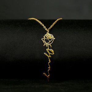 Personalized Rose Flower Pendant Necklace for Women
