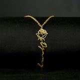 Personalized Rose Flower Pendant Necklace for Women
