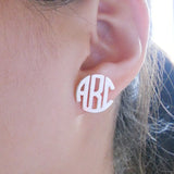 Monogram Stud Earrings Stainless Steel Initials Post Tiny Jewelry