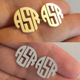 Monogram Stud Earrings Stainless Steel Initials Post Tiny Jewelry