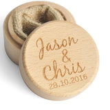 Personalized Rustic Wedding Wood Ring Box Holder Engraved Names and Date