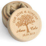 Personalized Rustic Wedding Wood Ring Box Holder Engraved Names and Date