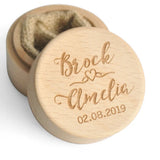 Personalized Rustic Wedding Wood Ring Box Holder Engraved Names and Date