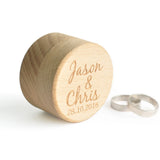 Personalized Rustic Wedding Wood Ring Box Holder Engraved Names and Date