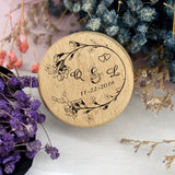 Custom Rustic Wedding Wood Ring Box Holder Personalized Names & Date
