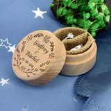 Custom Rustic Wedding Wood Ring Box Holder Personalized Names & Date