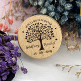Personalized Rustic Wedding Wood Ring Box Holder with Names & Date