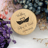 Personalized Rustic Wedding Wood Ring Box Holder with Names & Date