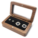 Rustic Wedding Wood Ring Box Holder Solid Wood Walnut Stud Earrings Jewelry Box