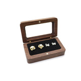 Rustic Wedding Wood Ring Box Holder Solid Wood Walnut Stud Earrings Jewelry Box