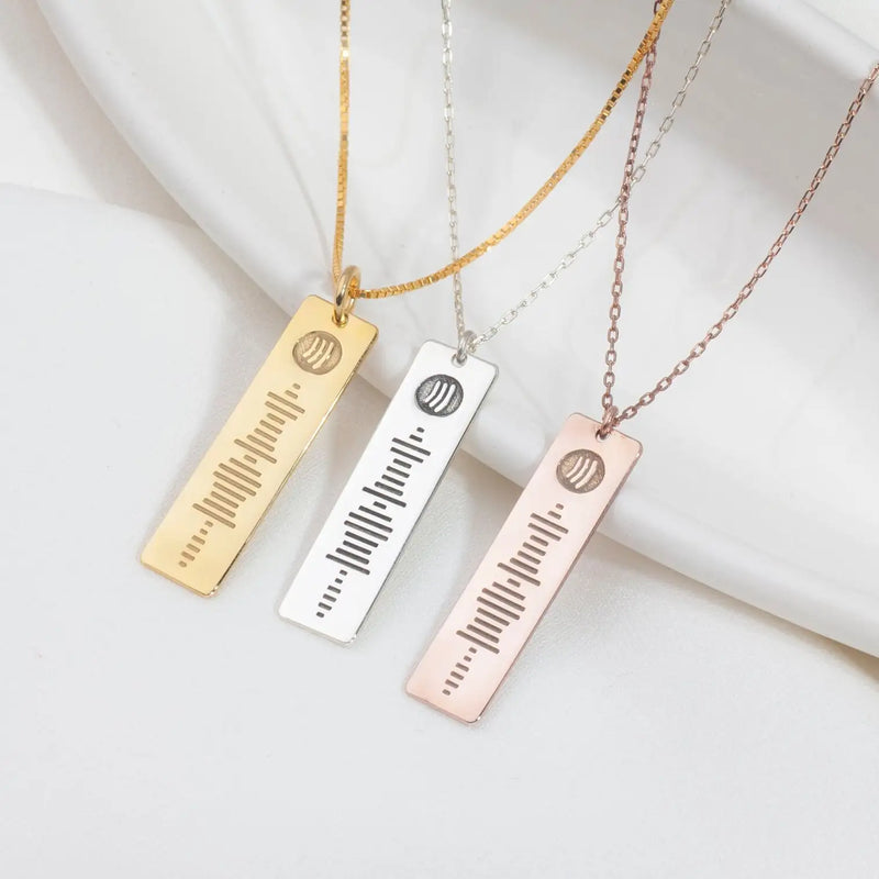 Personalized Music Code Necklace - Engraved Bar Necklace - Birthday Gift